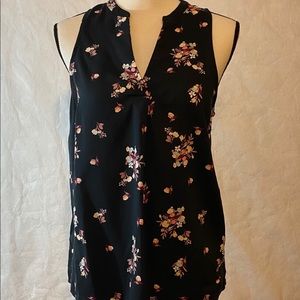 A New Day Black Floral Sleeveless Blouse